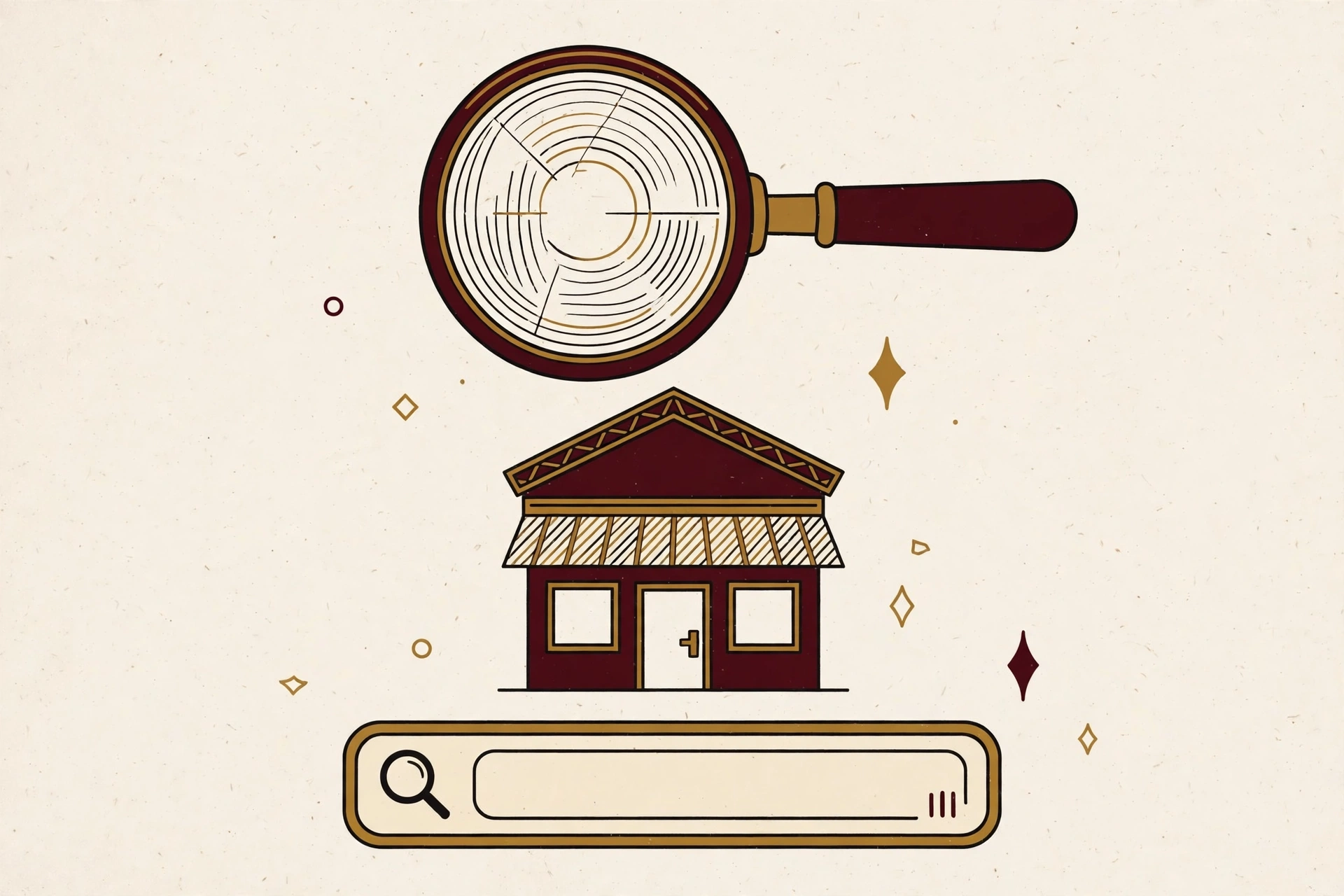 Illustration of a brand search answer assembled from pages across the web