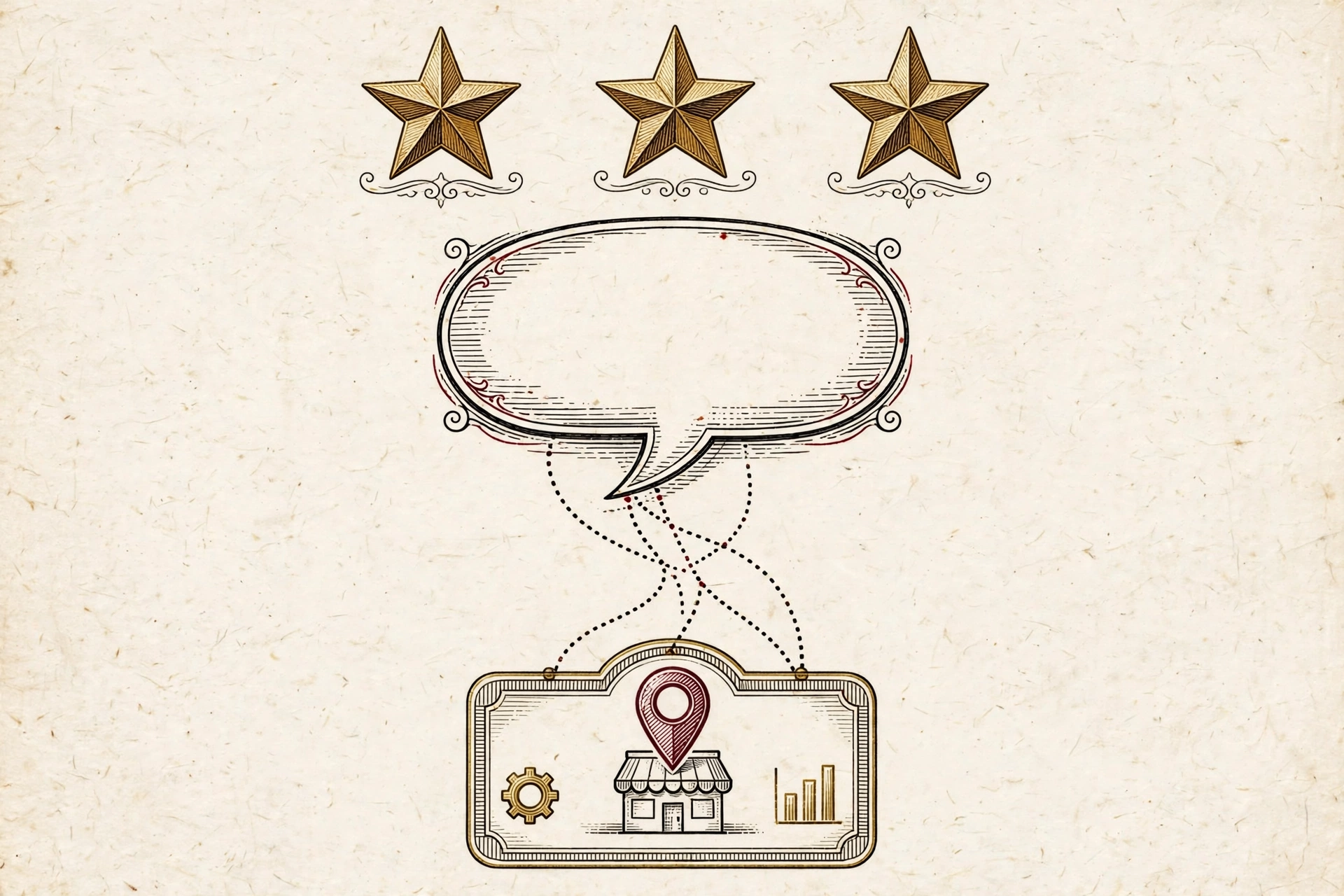 Review stars feeding a business profile card