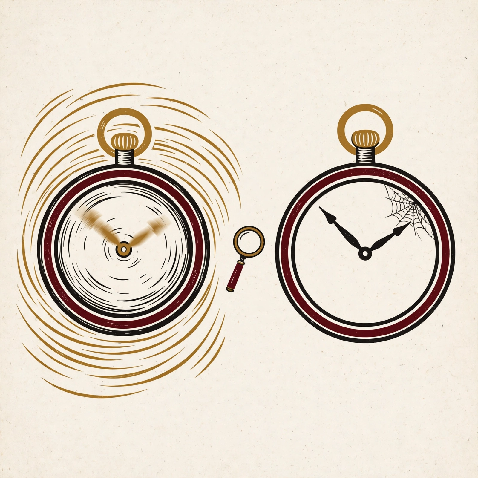 Illustration of two clocks, one spinning fast and one still, representing the wait before any platform goes live in the UGC Fresh Data Program